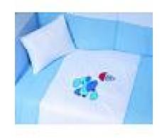 Edredón cama bebé 100x140 cm + Protector cuna bebé 45x180 cm + almohada 30x40 cm (conjunto bebé azul)