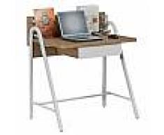 Hjh Mesa de ordenador diseño GALILEO en madera con balda en vidrio