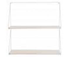 Maisons du Monde Organizador de pared de metal blanco y paulonia