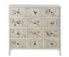 Maisons du Monde Cajonera con 12 cajones y estampado de flores color marfil Herboriste
