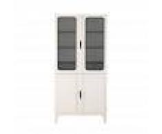 Maisons du Monde Vitrina de 4 puertas de pino blanco y vidrio templado ondulado Medic