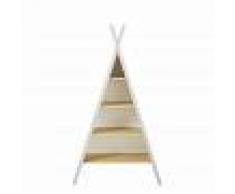 Maisons du Monde Librería tipi infantil blanca y gris claro de haya Happy Camper