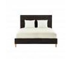 Maisons du Monde Cama acolchada con somier de láminas 160 x 200 de pana gris Chesterfield
