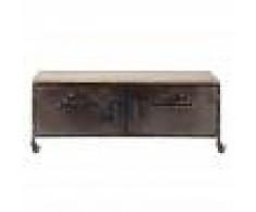 Maisons du Monde Mueble de TV industrial con ruedas de metal y abeto Wayne