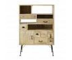 Maisons du Monde Cajonera de mango macizo y metal con 8 cajones y 1 puerta Iroquois