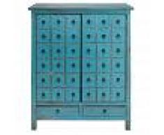 Maisons du Monde Cajonera con 2 puertas y 2 cajones de abeto azul envejecido Baho