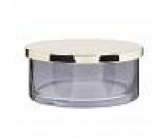 Maisons du Monde Caja redonda de cristal gris ahumado y tapa dorada
