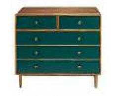 Maisons du Monde Cómoda con 5 cajones de acacia maciza verde Ikat
