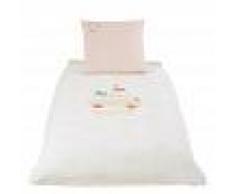 Maisons du Monde Juego de cama infantil de algodón rosa y blanco 140x200