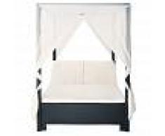 Maisons du Monde Cama con dosel de exterior de resina trenzada negra 150x210 Miami