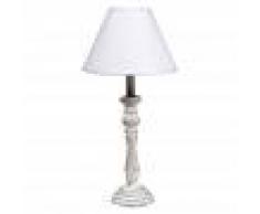 Maisons du Monde Lámpara de mesilla de madera y pantalla de tela blanca Al. 45 cm LORINE