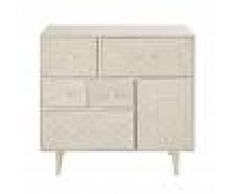 Maisons du Monde Cajonera de almacenaje blanco roto con 5 cajones y 1 puerta Zen Market