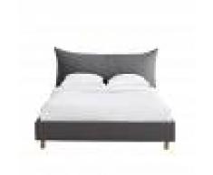 Maisons du Monde Cama de 160x200 con somier de láminas gris Fergus