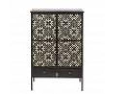 Maisons du Monde Cajonera negra con motivos color marfil, 2 puertas y 2 cajones Manolo