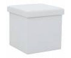 vidaXL Taburete almacenaje plegable cuero sintético blanco 38x38x38 cm
