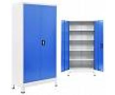 vidaXL Armario de metal de oficina 90x40x180 cm gris y azul