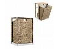 vidaXL Cesto para la ropa sucia de jacinto de agua 44x34x64 cm