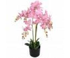 vidaXL Planta artificial orquídea con macetero 75 cm rosa