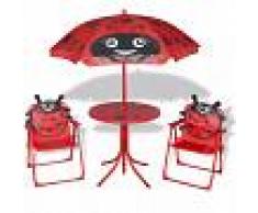 vidaXL Juego de mesa y sillas de jardín infantil con sombrilla rojo
