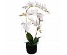 vidaXL Planta artificial orquídea con macetero 65 cm blanca