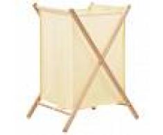 vidaXL Cesto de ropa sucia madera de cedro y tela beige 42x41x64 cm