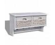 vidaXL Estante De Madera Blanco Con Perchas 2 Cestas De Tejido 4 Ganchos