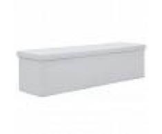 vidaXL Banco de almacenaje plegable piel sintética 150x38x38 cm blanco