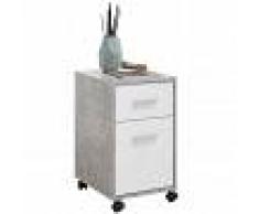FMD Cajonera móvil de 2 cajones hormigón y blanco 3021-001