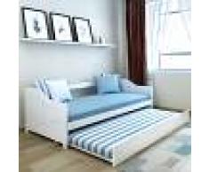 vidaXL Sofá Cama / Diván de Madera de Pino Dimensiones 200x90 cm Blanco
