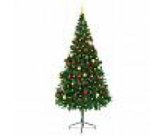 vidaXL Árbol Navidad artificial decorado bolas luces LED 210 cm verde