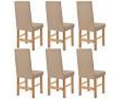 vidaXL Funda elástica para silla beige piqué 6 unidades