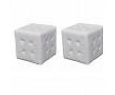 vidaXL 2 x Taburete De Forma De Cubo Blanco