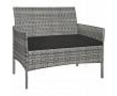 vidaXL Banco de jardín de ratán sintético 105x58x84 cm gris
