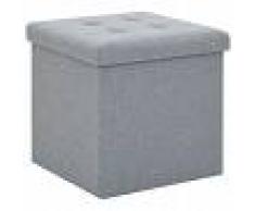 vidaXL Taburete de almacenaje plegable lino sintético gris claro