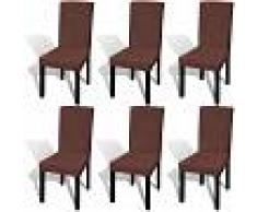 vidaXL Funda para silla elástica recta 6 unidades marrón