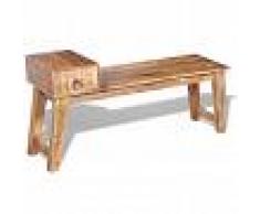 vidaXL Banco con cajón madera de mango maciza 120x36x60 cm