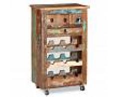 vidaXL Botellero para 9 botellas de madera maciza reciclada