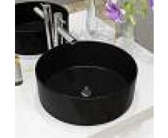 vidaXL Lavabo redondo de cerámica negro 40x15 cm