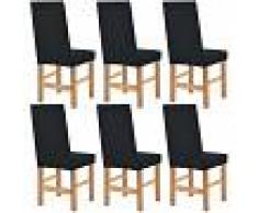 vidaXL Funda elástica para silla negra piqué 6 unidades