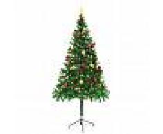 vidaXL Árbol Navidad artificial decorado bolas luces LED 180 cm verde