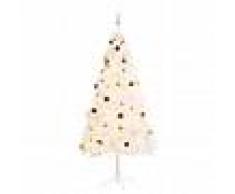 vidaXL Árbol Navidad artificial decorado bolas luces LED 180 cm blanco