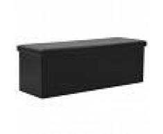 vidaXL Banco de almacenaje plegable piel sintética 110x38x38 cm negro