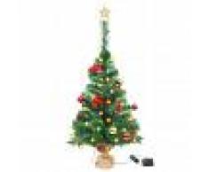vidaXL Árbol Navidad artificial decorado bolas luces LED 64 cm verde