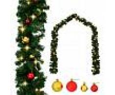 vidaXL Guirnalda de navidad decorada con bolas y luces LED 20 m