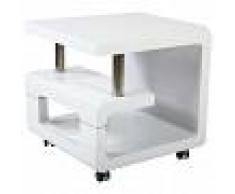 bhp Mesa auxiliar con 4 ruedas MDF blanco brillante B154136