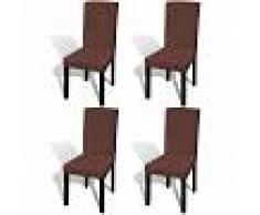 vidaXL Funda para silla elástica recta 4 unidades marrón