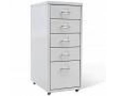 vidaXL Armario archivador de metal colgante 5 cajones gris