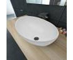vidaXL Lavabo lujoso de cerámica ovalado blanco 40 x 33 Cm