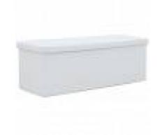 vidaXL Banco de almacenaje plegable piel sintética 110x38x38 cm blanco