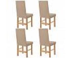 vidaXL Funda elástica para silla beige piqué 4 unidades